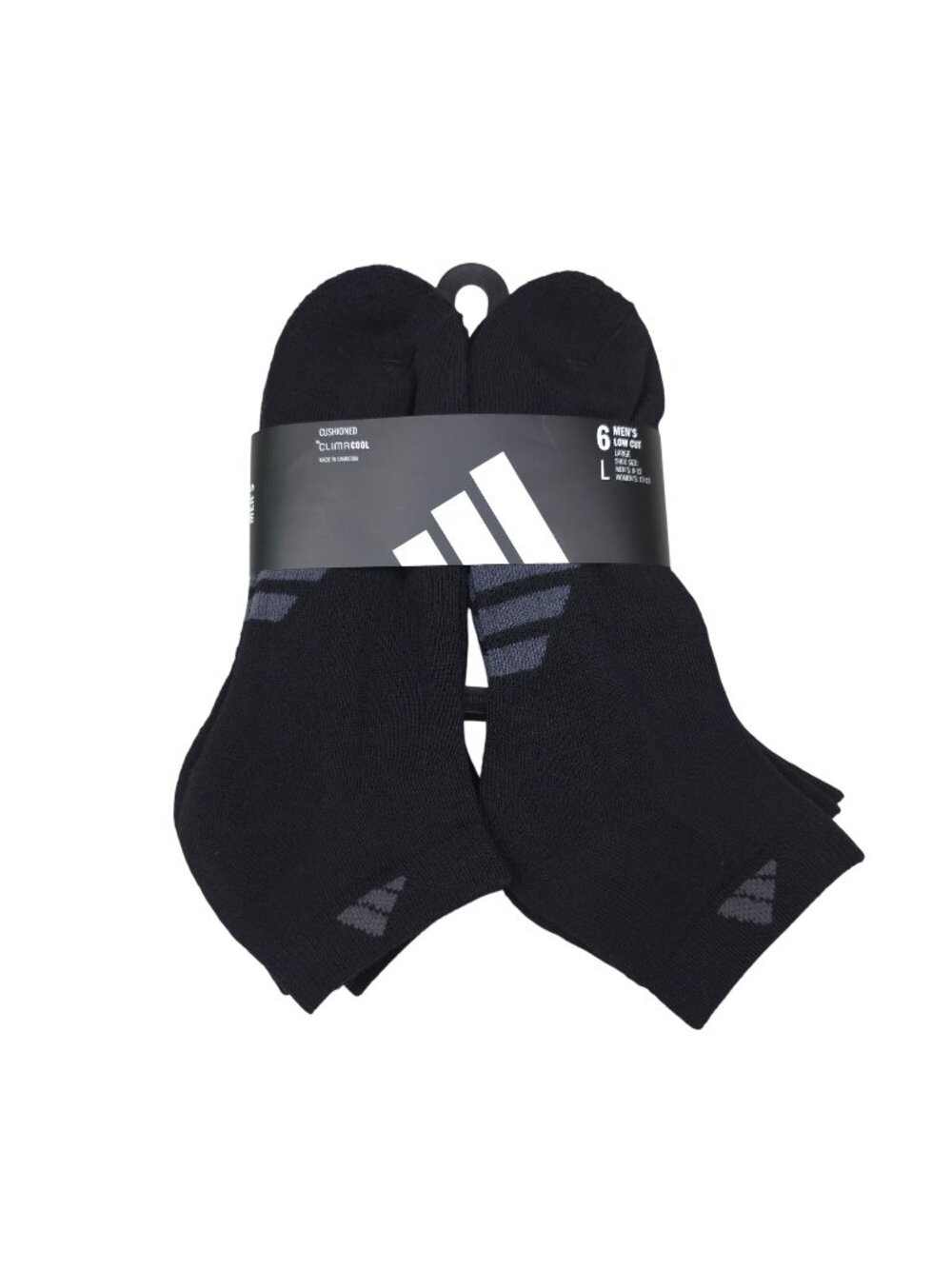 Adidas Mens Low Cut Cushioned ClimaCool Socks 6-Pack L Moisture-Wicking Black